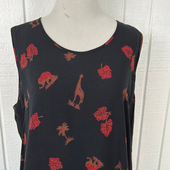Caribou Women Sleeveless Maxi Dress Tribal Summer Vacation Animal Black Size XL - Picture 3 of 6